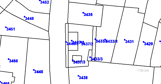 Parcela st. 3437/2 v KÚ Česká Lípa, Katastrální mapa