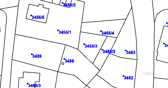Parcela st. 3455/3 v KÚ Česká Lípa, Katastrální mapa