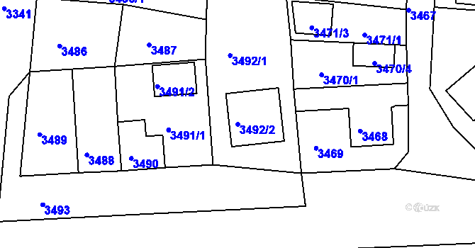 Parcela st. 3492/2 v KÚ Česká Lípa, Katastrální mapa