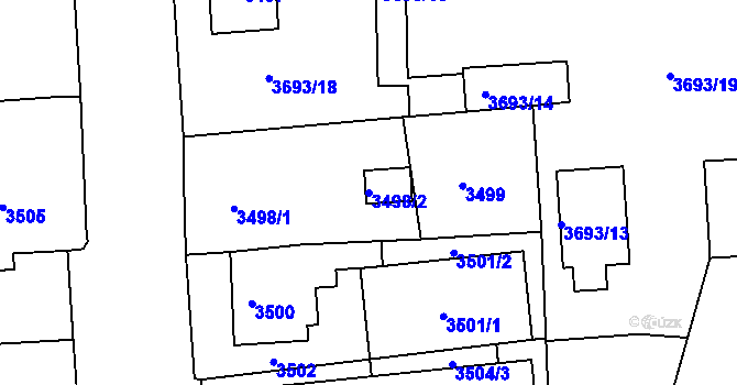 Parcela st. 3498/2 v KÚ Česká Lípa, Katastrální mapa