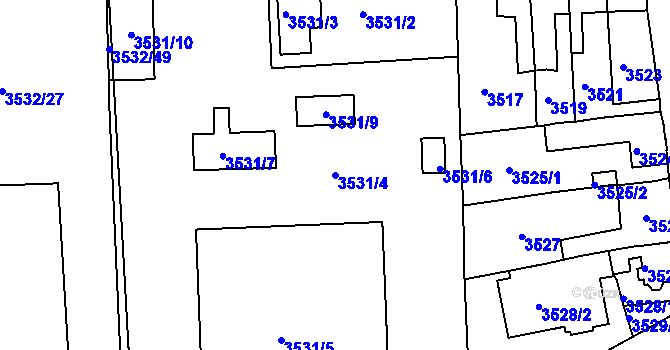 Parcela st. 3531/4 v KÚ Česká Lípa, Katastrální mapa
