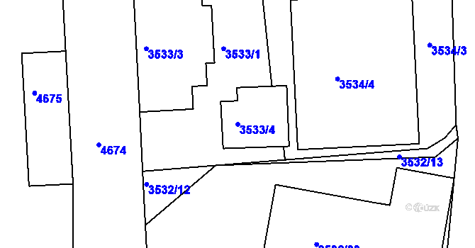 Parcela st. 3533/4 v KÚ Česká Lípa, Katastrální mapa