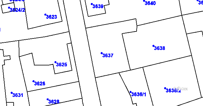 Parcela st. 3637 v KÚ Česká Lípa, Katastrální mapa