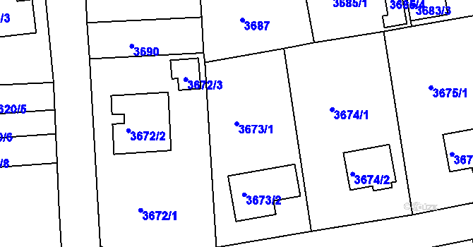 Parcela st. 3673/1 v KÚ Česká Lípa, Katastrální mapa