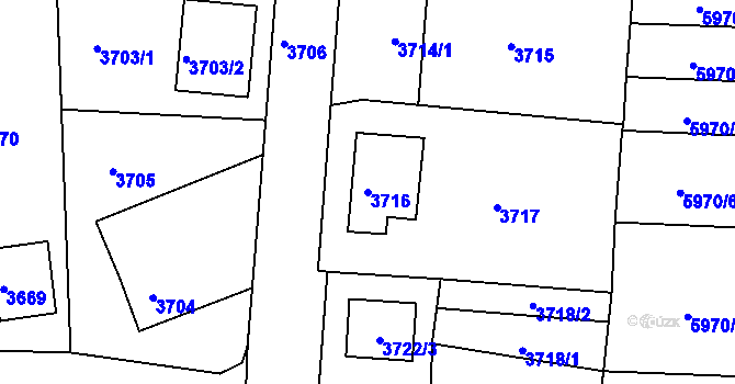 Parcela st. 3716 v KÚ Česká Lípa, Katastrální mapa