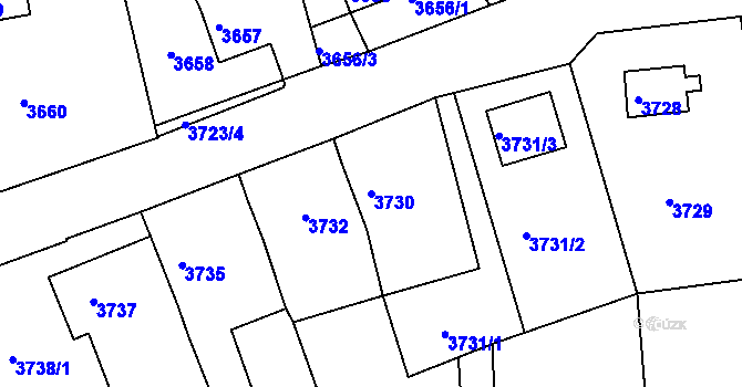 Parcela st. 3730 v KÚ Česká Lípa, Katastrální mapa