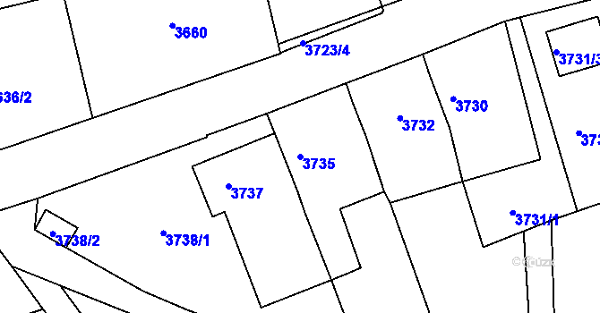 Parcela st. 3735 v KÚ Česká Lípa, Katastrální mapa