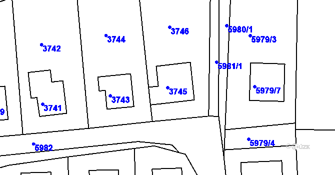 Parcela st. 3745 v KÚ Česká Lípa, Katastrální mapa