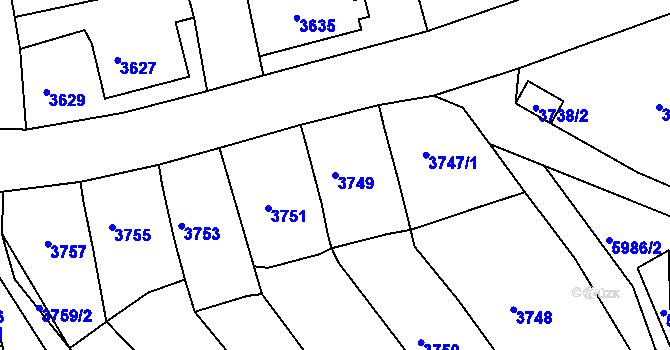 Parcela st. 3749 v KÚ Česká Lípa, Katastrální mapa
