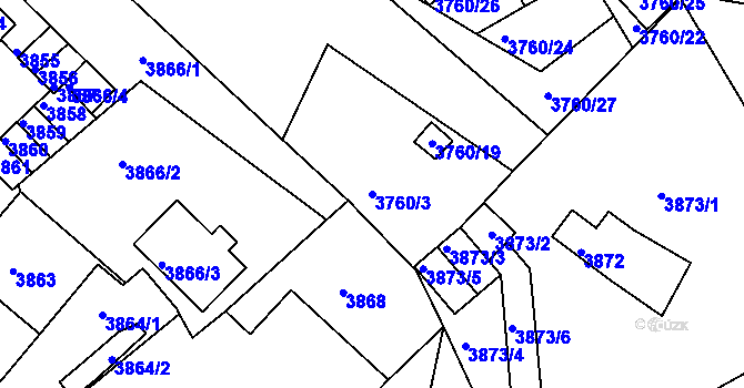 Parcela st. 3760/3 v KÚ Česká Lípa, Katastrální mapa