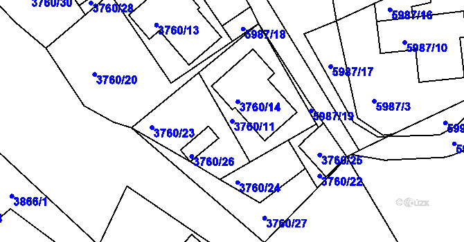 Parcela st. 3760/11 v KÚ Česká Lípa, Katastrální mapa