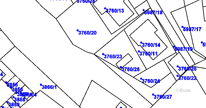 Parcela st. 3760/23 v KÚ Česká Lípa, Katastrální mapa