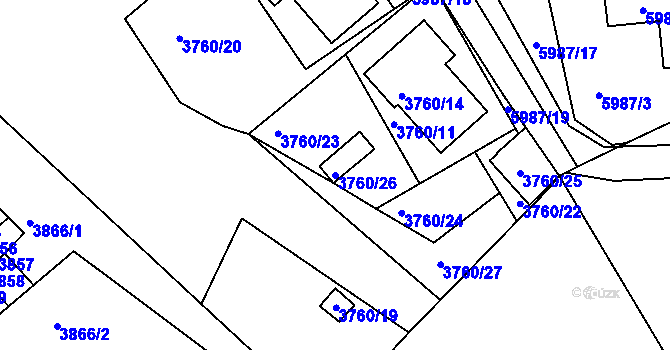 Parcela st. 3760/26 v KÚ Česká Lípa, Katastrální mapa