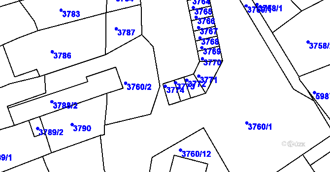 Parcela st. 3774 v KÚ Česká Lípa, Katastrální mapa