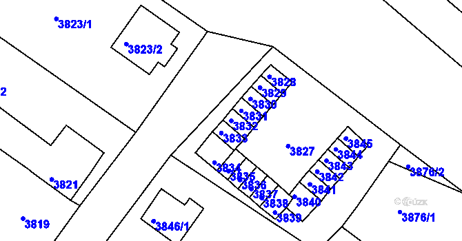 Parcela st. 3832 v KÚ Česká Lípa, Katastrální mapa