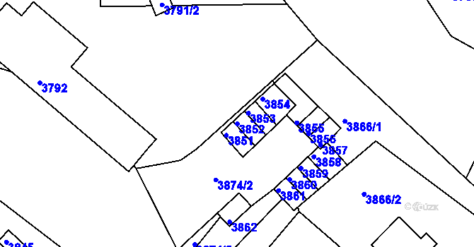 Parcela st. 3852 v KÚ Česká Lípa, Katastrální mapa