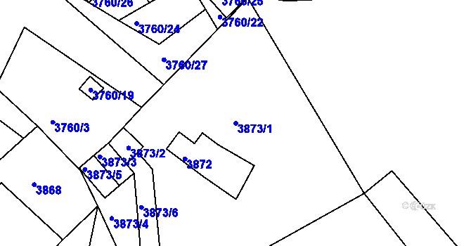 Parcela st. 3873/1 v KÚ Česká Lípa, Katastrální mapa