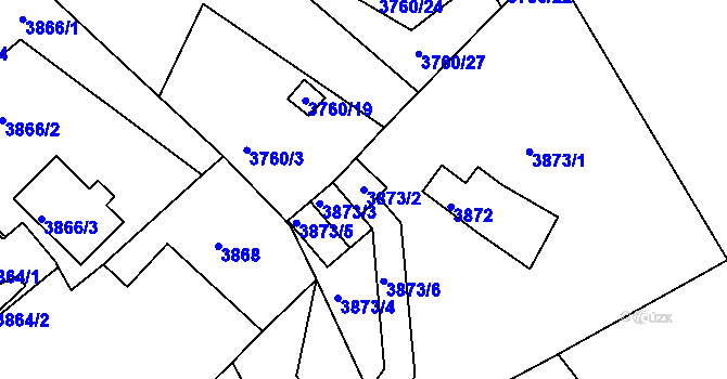 Parcela st. 3873/2 v KÚ Česká Lípa, Katastrální mapa