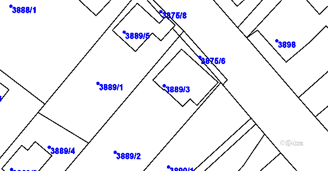 Parcela st. 3889/3 v KÚ Česká Lípa, Katastrální mapa