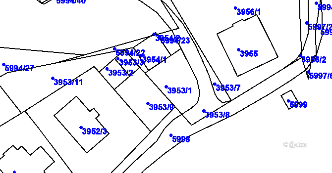 Parcela st. 3953/1 v KÚ Česká Lípa, Katastrální mapa