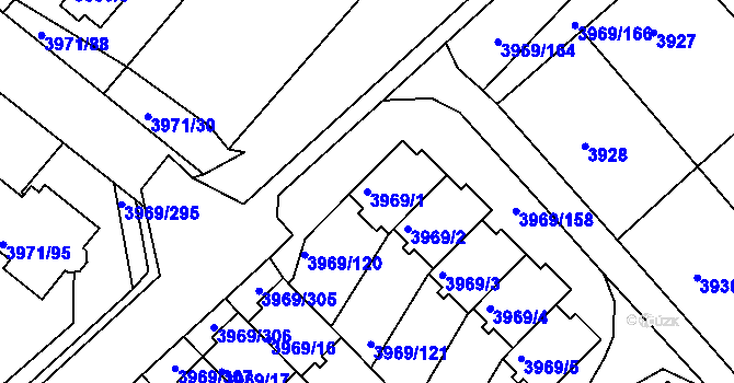Parcela st. 3969/1 v KÚ Česká Lípa, Katastrální mapa