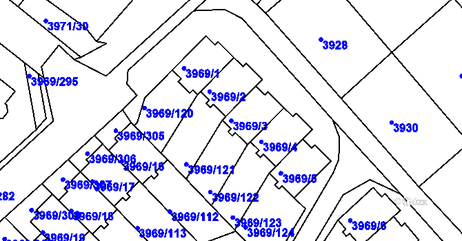 Parcela st. 3969/3 v KÚ Česká Lípa, Katastrální mapa