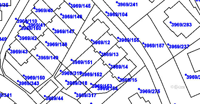 Parcela st. 3969/13 v KÚ Česká Lípa, Katastrální mapa