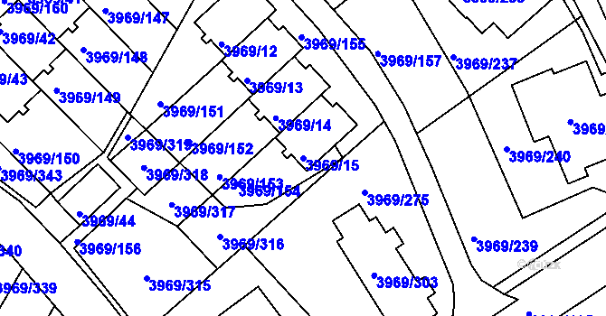 Parcela st. 3969/15 v KÚ Česká Lípa, Katastrální mapa