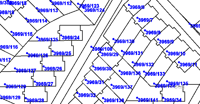 Parcela st. 3969/29 v KÚ Česká Lípa, Katastrální mapa