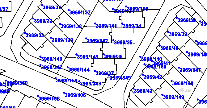 Parcela st. 3969/36 v KÚ Česká Lípa, Katastrální mapa