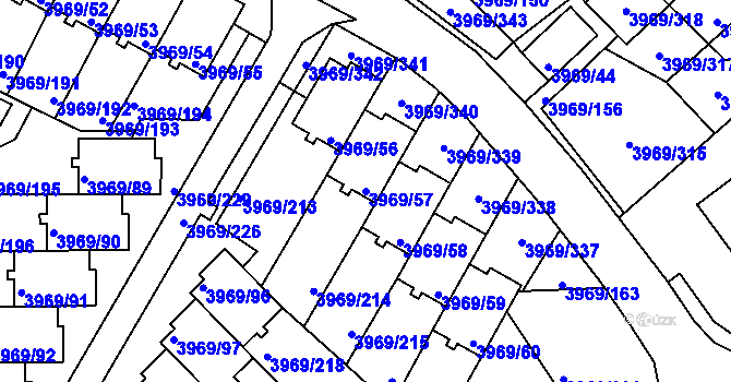 Parcela st. 3969/57 v KÚ Česká Lípa, Katastrální mapa