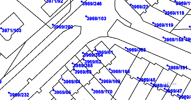 Parcela st. 3969/61 v KÚ Česká Lípa, Katastrální mapa