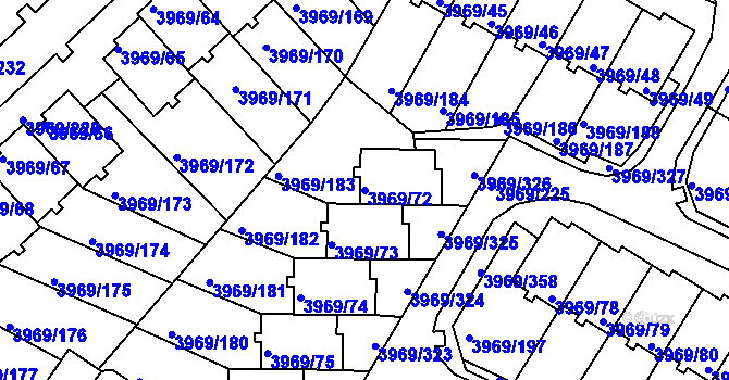 Parcela st. 3969/72 v KÚ Česká Lípa, Katastrální mapa
