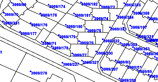 Parcela st. 3969/76 v KÚ Česká Lípa, Katastrální mapa