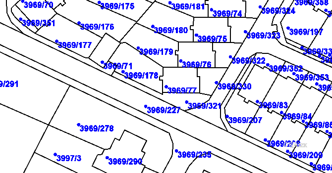 Parcela st. 3969/77 v KÚ Česká Lípa, Katastrální mapa