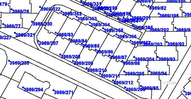 Parcela st. 3969/86 v KÚ Česká Lípa, Katastrální mapa