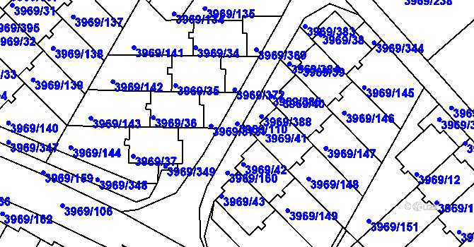 Parcela st. 3969/110 v KÚ Česká Lípa, Katastrální mapa