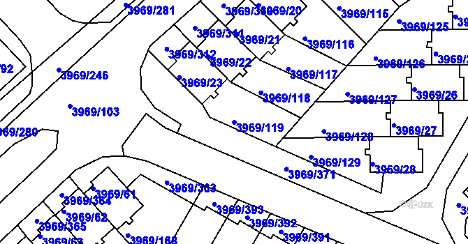 Parcela st. 3969/119 v KÚ Česká Lípa, Katastrální mapa