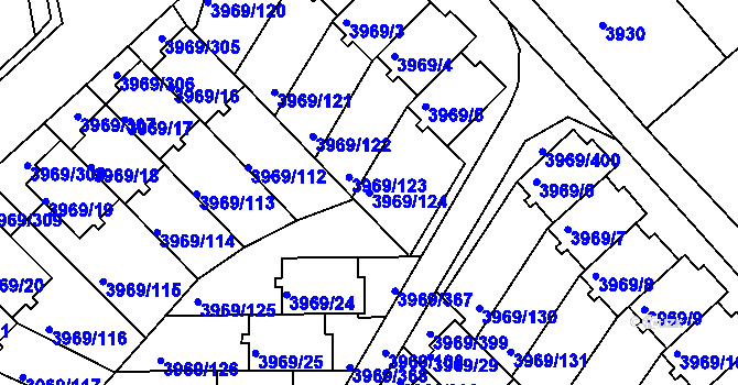 Parcela st. 3969/124 v KÚ Česká Lípa, Katastrální mapa