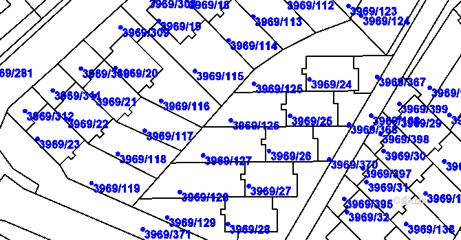 Parcela st. 3969/126 v KÚ Česká Lípa, Katastrální mapa