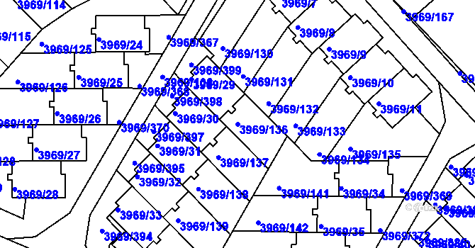 Parcela st. 3969/136 v KÚ Česká Lípa, Katastrální mapa
