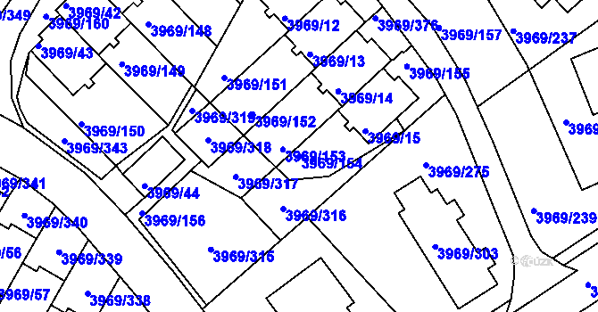 Parcela st. 3969/154 v KÚ Česká Lípa, Katastrální mapa