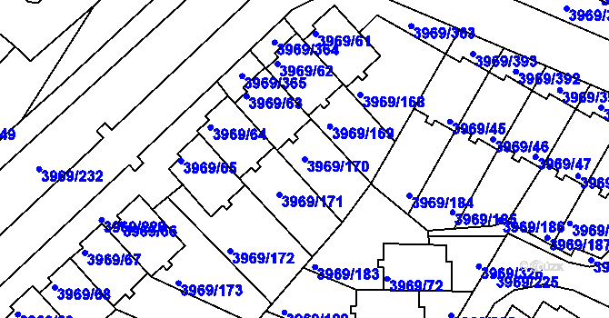 Parcela st. 3969/170 v KÚ Česká Lípa, Katastrální mapa