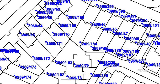 Parcela st. 3969/184 v KÚ Česká Lípa, Katastrální mapa