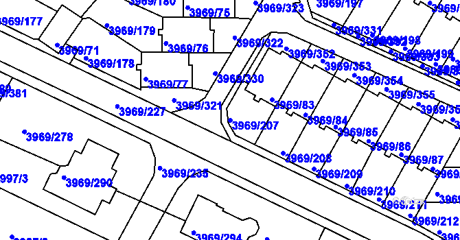 Parcela st. 3969/207 v KÚ Česká Lípa, Katastrální mapa