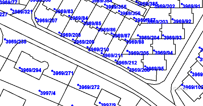 Parcela st. 3969/211 v KÚ Česká Lípa, Katastrální mapa