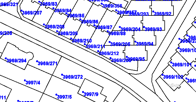 Parcela st. 3969/212 v KÚ Česká Lípa, Katastrální mapa