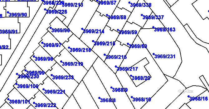 Parcela st. 3969/216 v KÚ Česká Lípa, Katastrální mapa