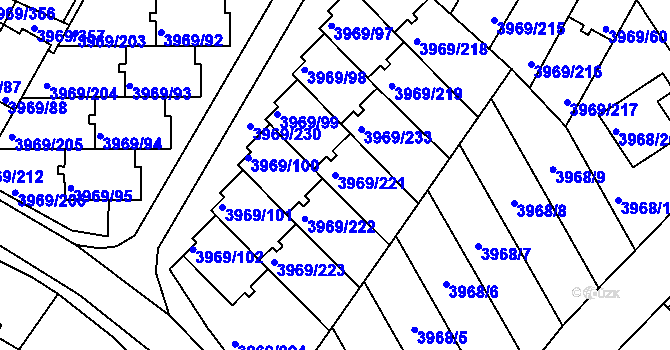 Parcela st. 3969/221 v KÚ Česká Lípa, Katastrální mapa