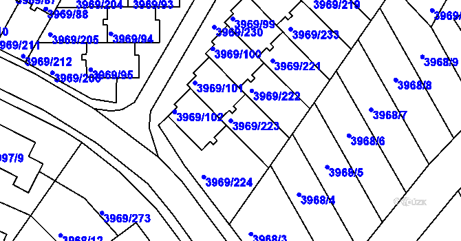 Parcela st. 3969/223 v KÚ Česká Lípa, Katastrální mapa